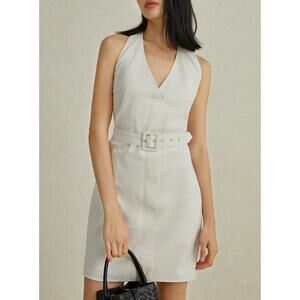 Backless V-Neck Short Dress With Belt